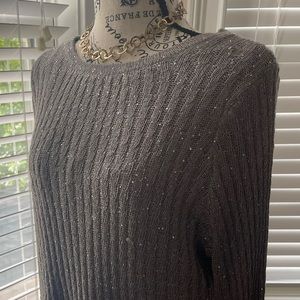 Long Sleeve Sparkly Grey Blouse